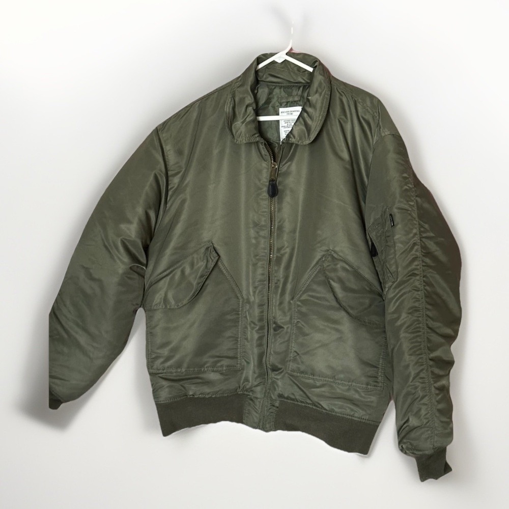 Mens Mil-Tec US CWU Basic Bomber Flight Green Jacket Flyer Cold Weather 2XL EUC